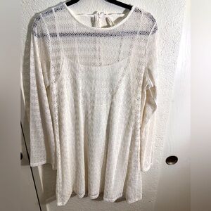 Divided Cream Lace Women's double layer Dress. Size Large.